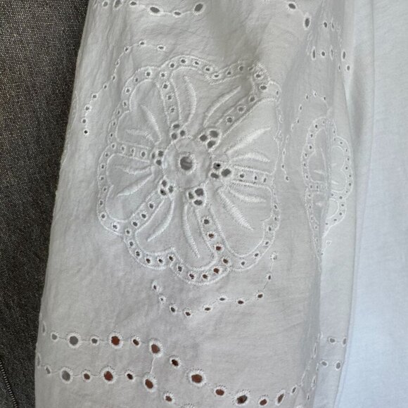 J. Crew Broken in Jersey White Eyelet Embroidered Puff Sleeve T Shirt Size Large - Picture 17 of 17